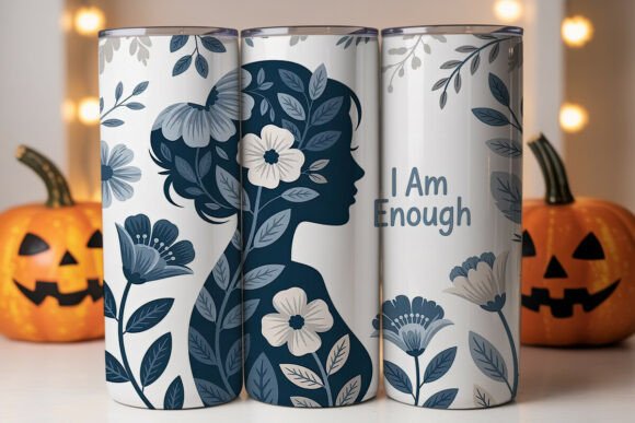 Blue Floral Silhouette 20oz Tumbler Wrap