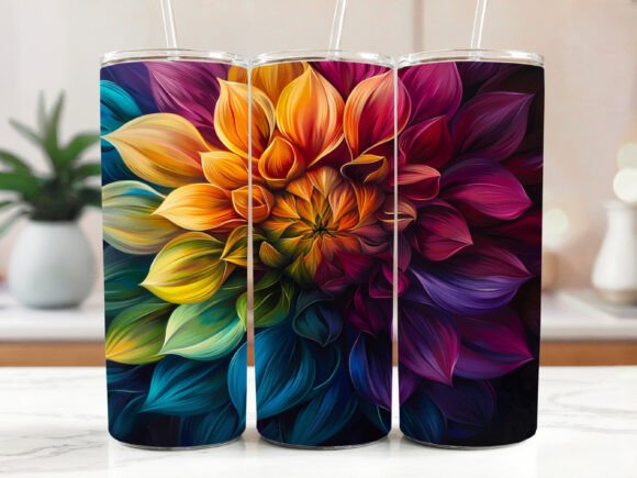 Dahlia Tumbler Wrap Floral 20oz Skinny