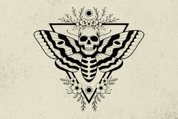 Death Head Moth Geo Floral SVG