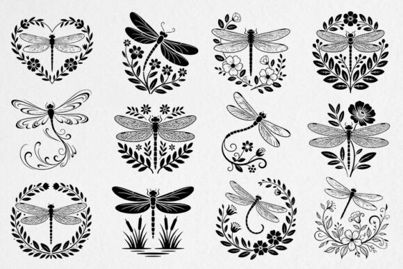 Dragonfly Floral SVG Bundle