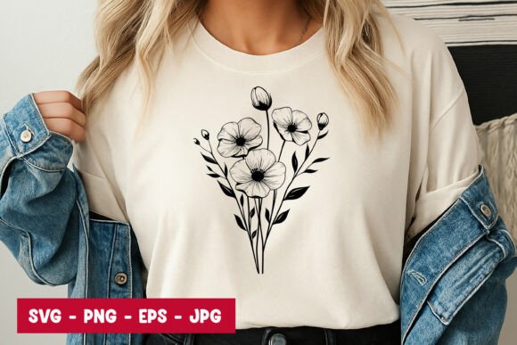 Floral Bouquet Simple T-Shirt Design
