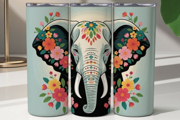 Floral Elephant Tumbler Wrap