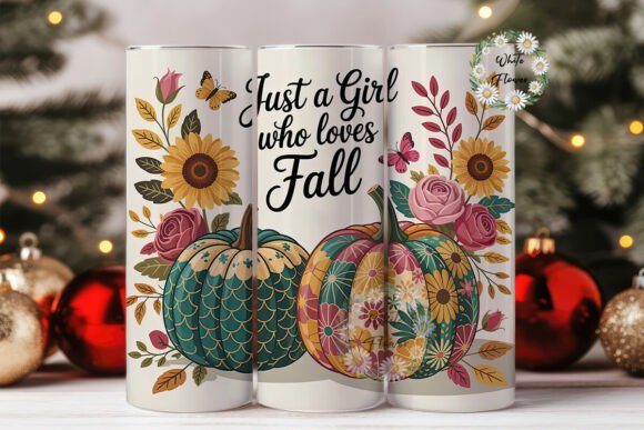 Floral Fall Pumpkins 20oz Tumbler Wrap