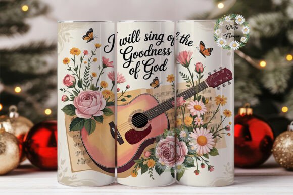 Floral Guitar Music Tumbler Wrap