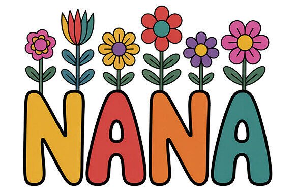 Floral Nana PNG, Retro Grandma