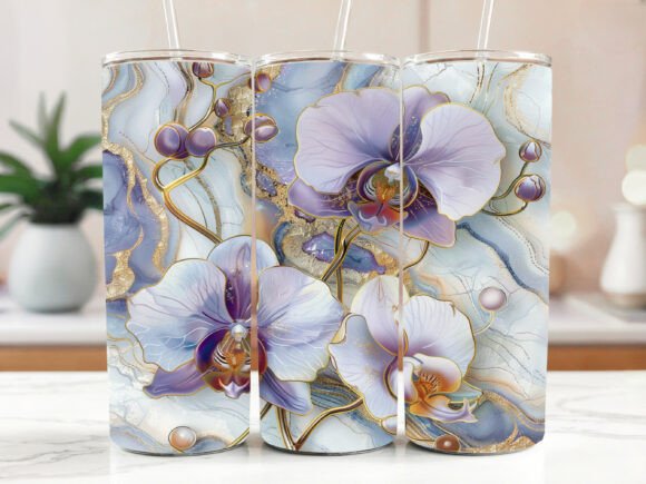 Floral Orchid Tumbler Wrap Digital