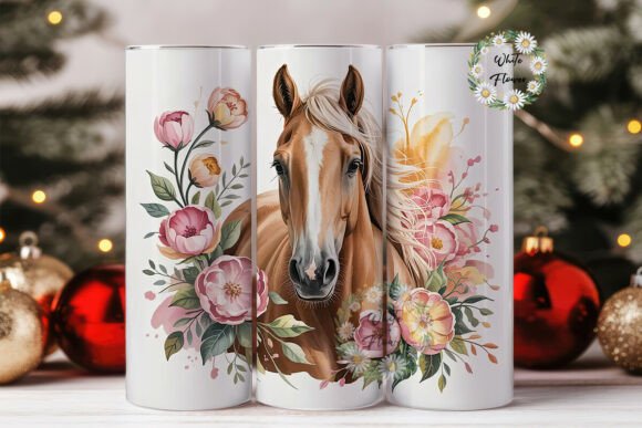 Floral Palomino Horse 20oz Tumbler