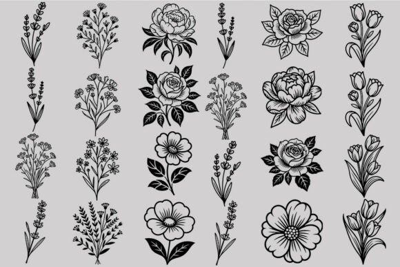 Floral SVG Bundle Hand Drawn Flower SV