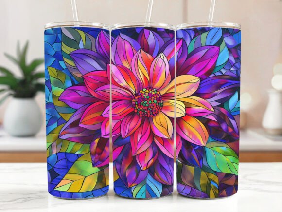 Floral Tumbler Wrap with Dahlias