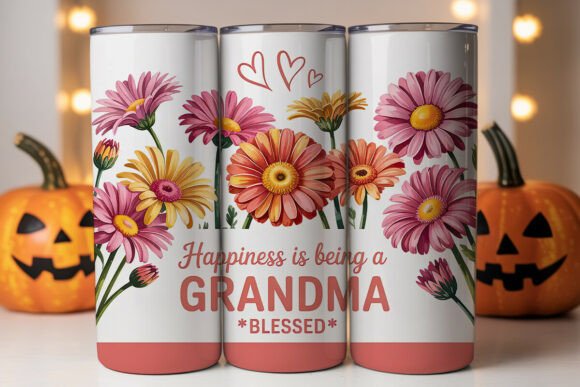Grandma Floral Tumbler Wrap PNG
