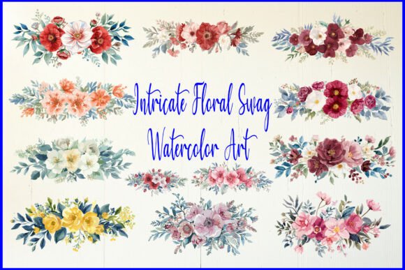 Intricate Floral Swag Watercolor Art