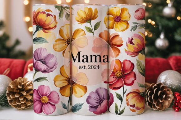 Mama Floral Watercolor 20oz Tumbler Wrap