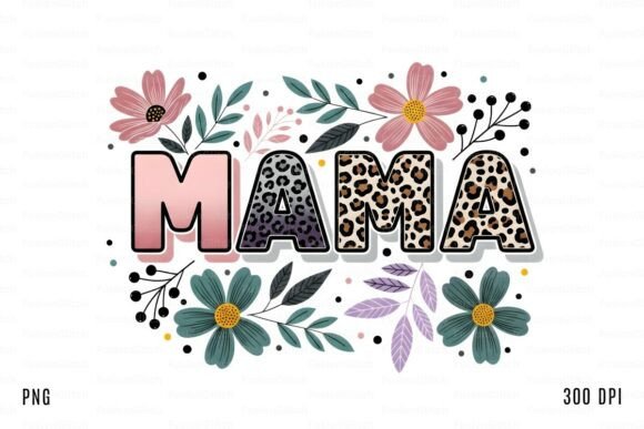 Mama Leopard Floral SVG PNG Clipart