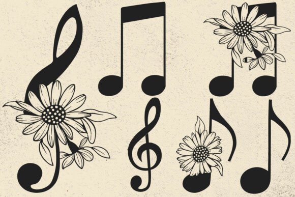 Music Svg, Sol Key Svg, Floral Svg