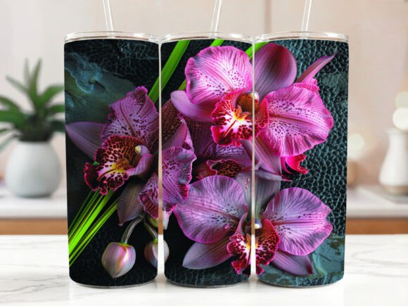 Orchid Tumbler Sublimation Design Floral