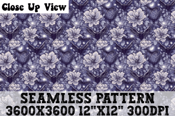 Purple Floral Bats Seamless Pattern