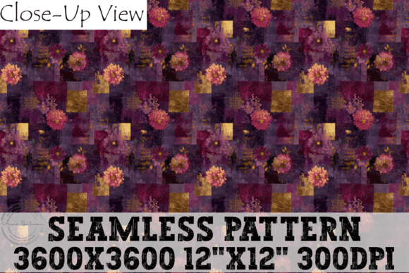 Purple Gold Patchwork Floral Pattern