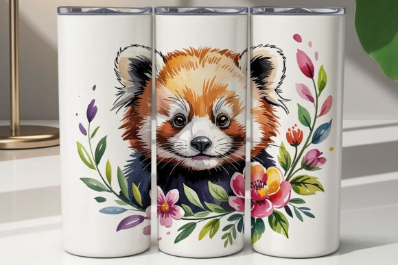 Red Panda Floral 20oz Tumbler Wrap