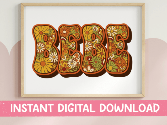 Retro Groovy BeBe Floral SVG Design
