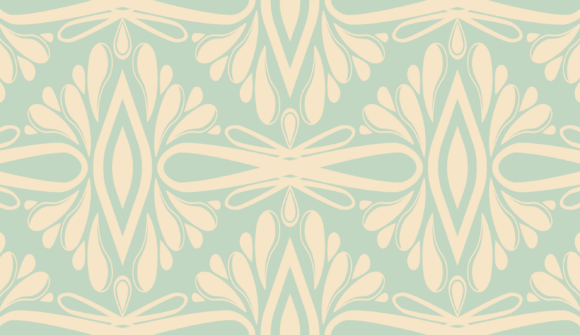 Soft Sage Warm Beige Art Nouveau Floral