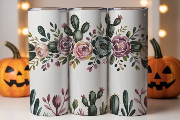 Succulent Cactus Floral Tumbler Wrap