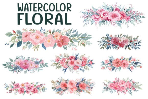 Watercolor Floral Bouquet Set